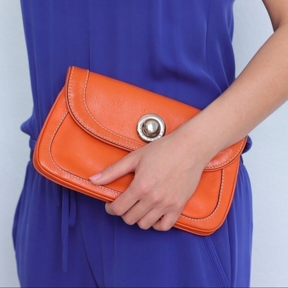 Marc Jacobs Handbags - Marc Jacobs Orange Leather Clutch Mini Bag